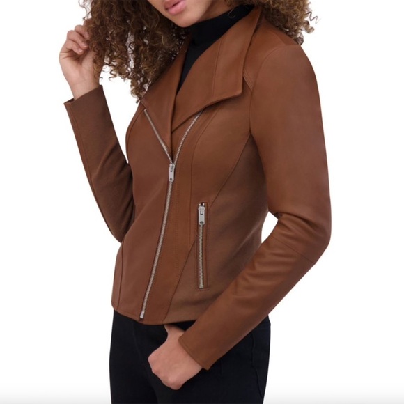 Marc New York | Andrew Marc - Felix Genuine Leather Moto Jacket - Whiskey - Picture 1 of 14